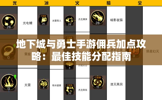 地下城与勇士手游佣兵加点攻略：最佳技能分配指南