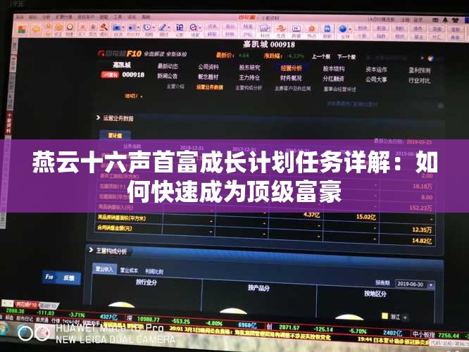 燕云十六声首富成长计划任务详解：如何快速成为顶级富豪